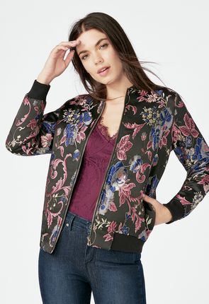 metallic jacquard bomber jacket