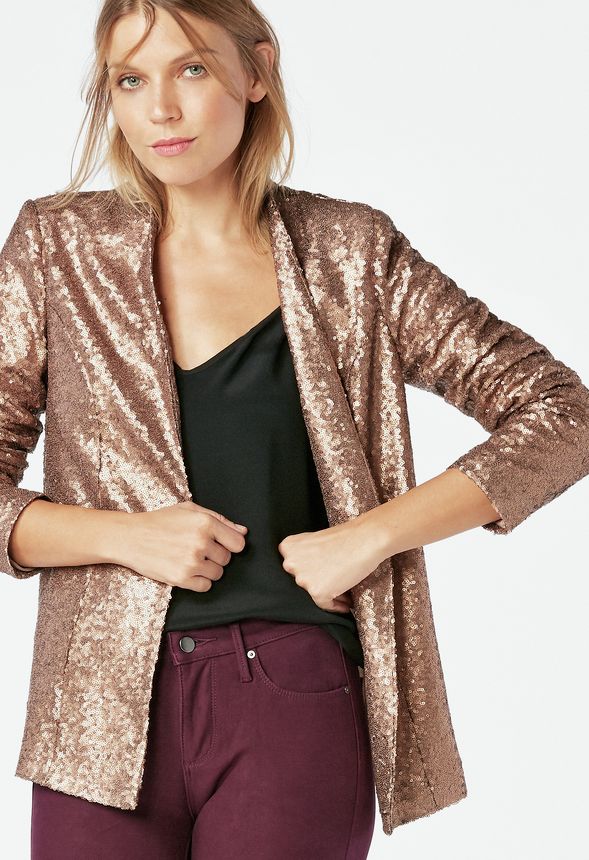 sequin tie belt blazer