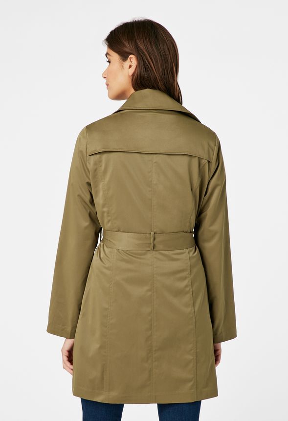 Traditional Trench Coat in Olive - Get great deals at JustFab