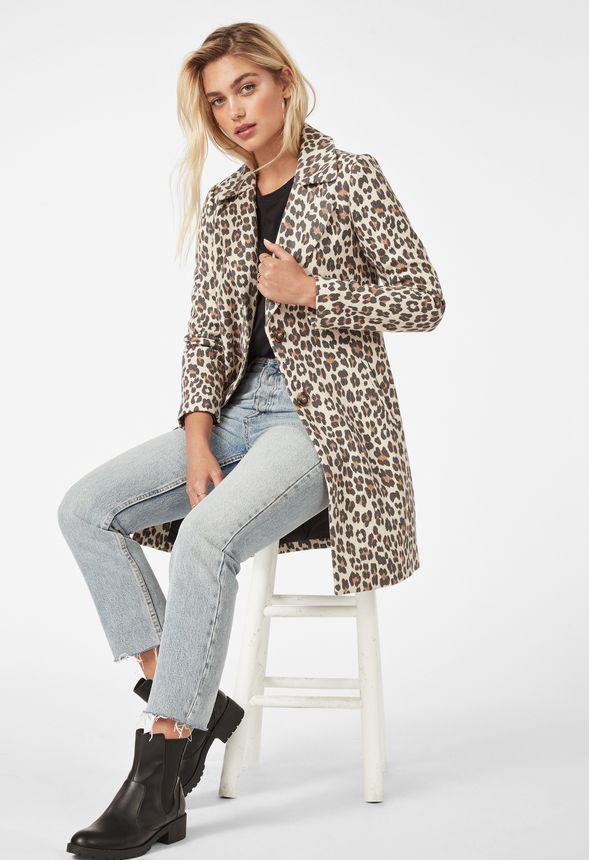 Leopard Single Breasted Coat