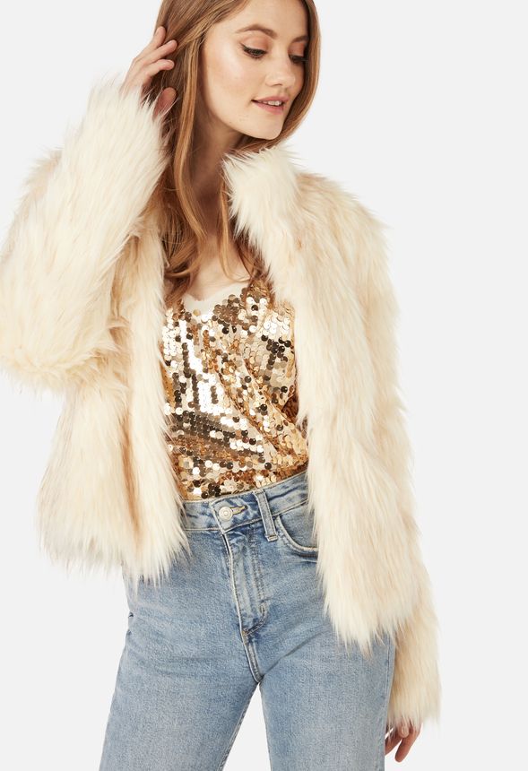 Faux Fur Jacket in Cream - Get great deals at JustFab