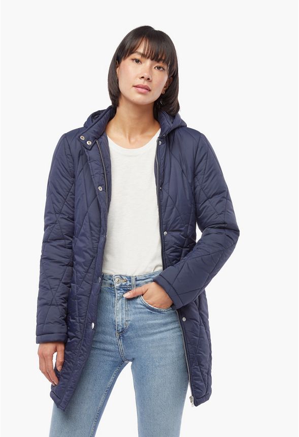 Diamond Quilted Riding Coat Plus Size in INDIGO - Get great deals at ...