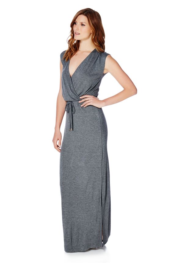 Short Sleeve Drawstring Maxi in charcoal heather - Get great deals at ...