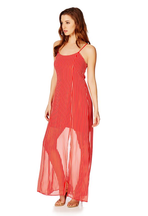 Back Knot Striped Maxi in CORAL MULTI - Get great deals at JustFab