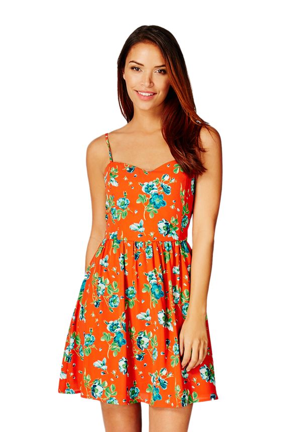 Printed Cami A-Line in red multi - Get great deals at JustFab