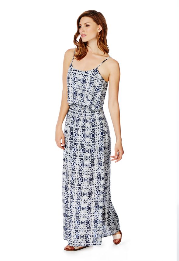 Double Layer Printed Maxi in Blue Multi - Get great deals at JustFab
