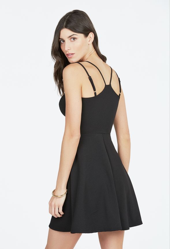 Double Strap Spaghetti Dress in Black - Get great deals at JustFab