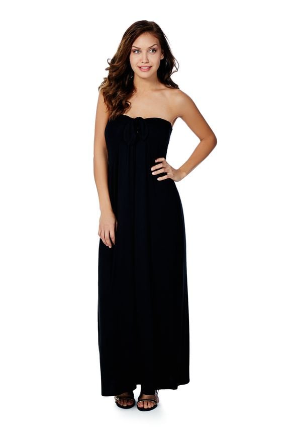 Tie Front Strapless Maxi in Black - Get great deals at JustFab