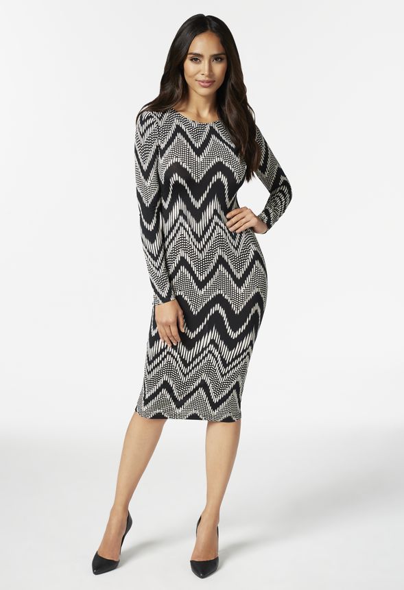 Matte Jersey Printed Dress in Black Multi - Get great deals at JustFab