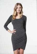 Open Neck Ruched Knit Dress