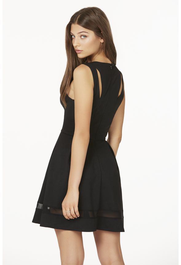Mesh Cut Out Fit And Flare Dress