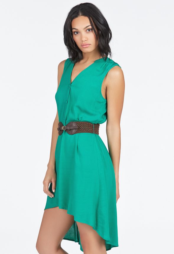 Sleeveless High Low Shirt Dress in Palm Leaf - Get great deals at JustFab
