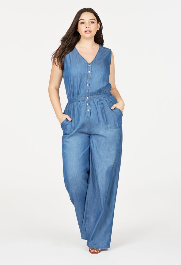 Chambray Wide Leg Jumpsuit in Chambray Wide Leg Jumpsuit - Get great ...