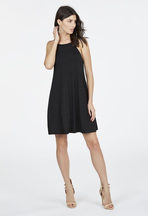 Braided Trapeze Dress in Black - Get great deals at JustFab