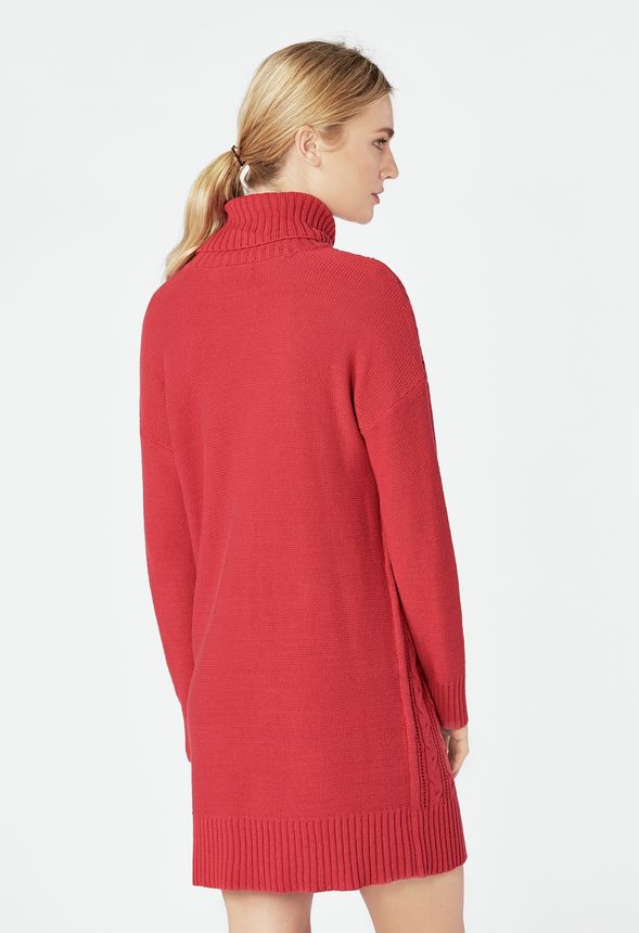 Relaxed Cable Knit Sweater Dress in SCARLET SAGE - Get great deals at ...