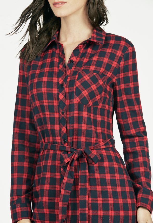 plaid shirt dress outfit