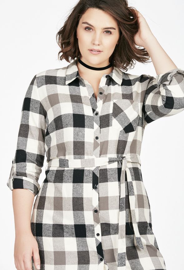 Plaid Shirt Dress in Black Multi - Get great deals at JustFab