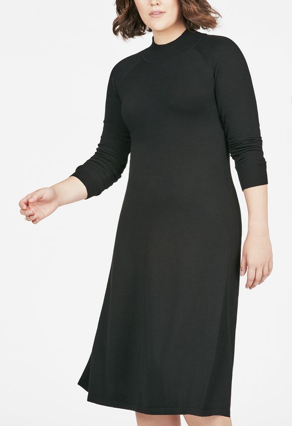 A-Line Sweater Dress in Black - Get great deals at JustFab