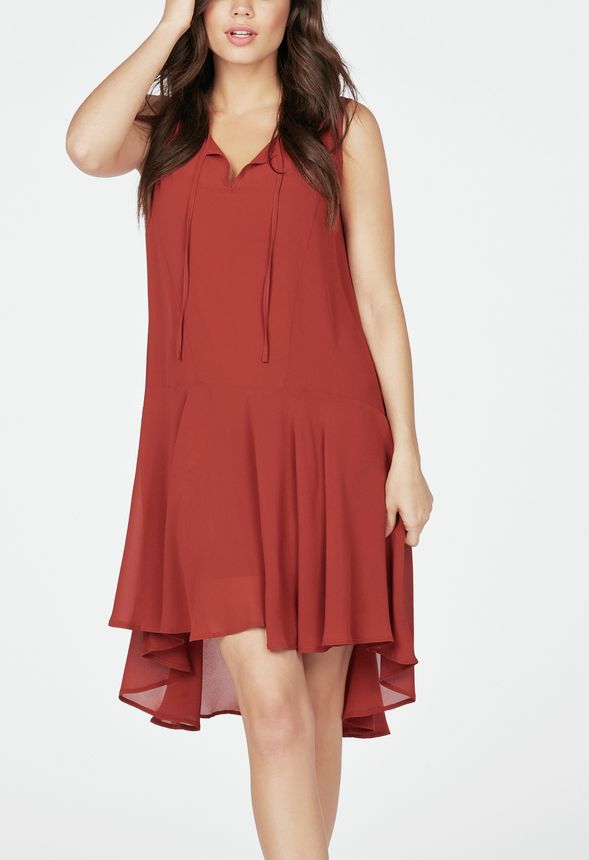 Drop Waist Chiffon Dress In Cinnamon Get Great Deals At Justfab 3521