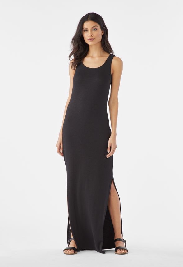 Slub Knit Maxi Dress in Black - Get great deals at JustFab