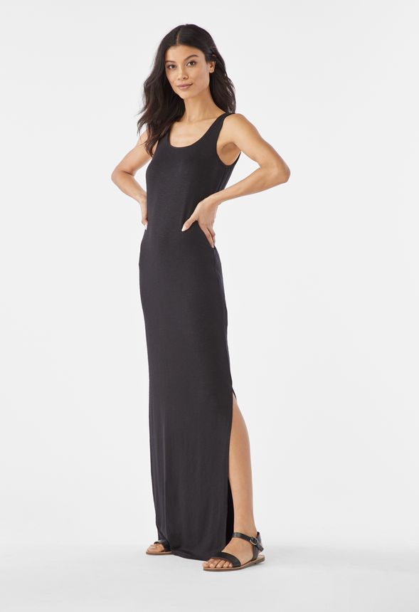 Slub Knit Maxi Dress in Black - Get great deals at JustFab