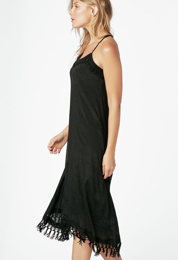 Macrame Handkerchief Dress in Black - Get great deals at JustFab