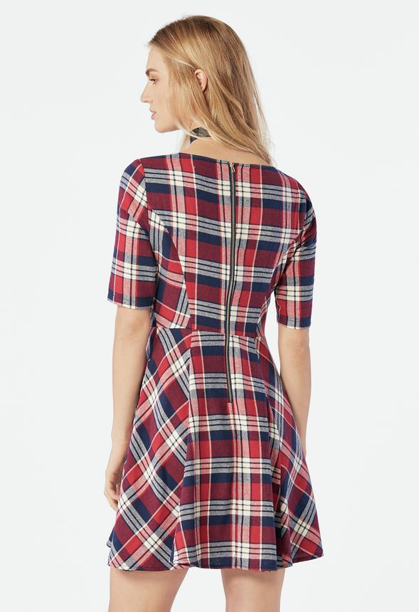 Plaid Fit And Flare Dress