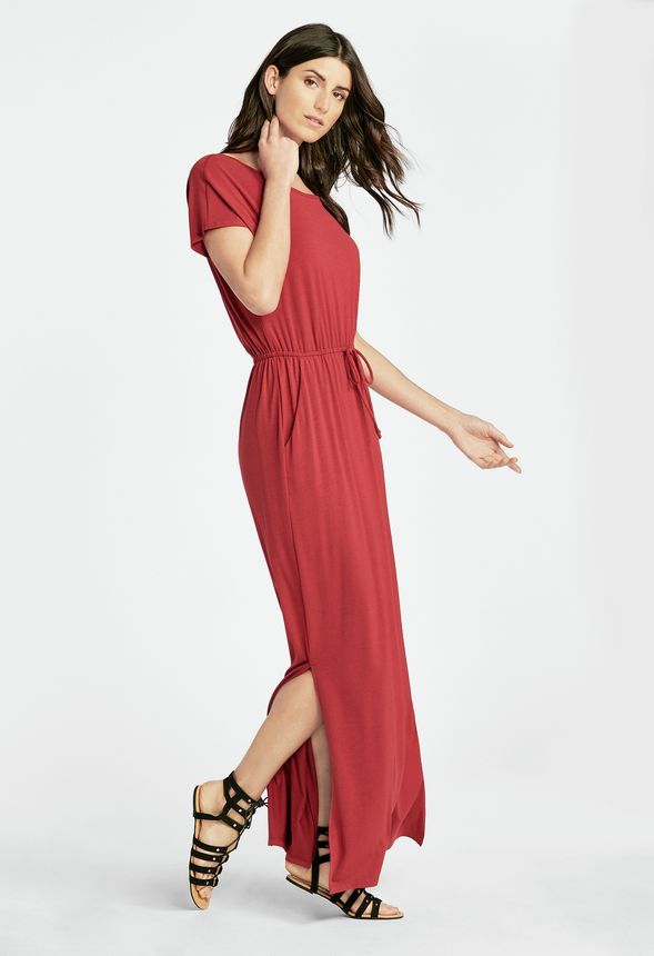 Scoop Neck Maxi Dress in Red Dahlia - Get great deals at JustFab
