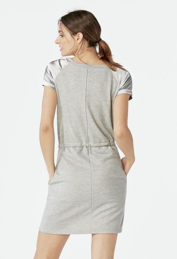 Sweatshirt Satin Mix Dress in light heather grey - Get great deals at ...