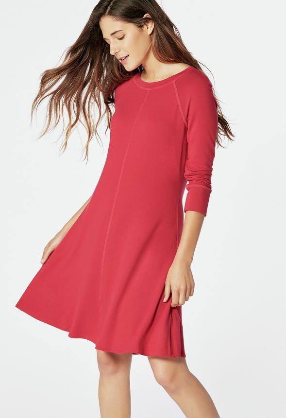 3/4 Sleeve Swing Dress in Persian Red - Get great deals at JustFab