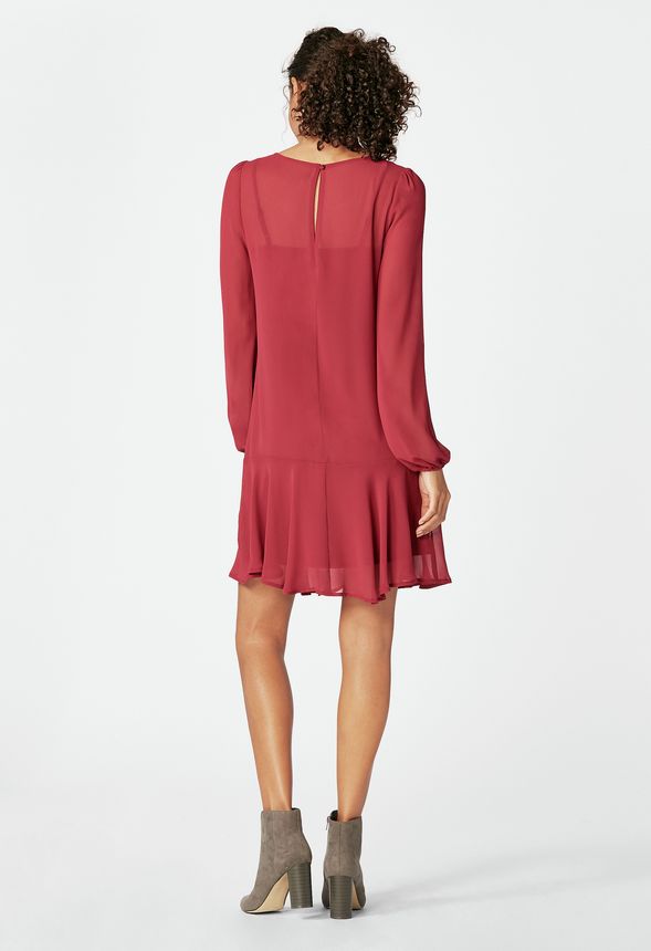 Drop Waist Chiffon Dress In Red Velvet Get Great Deals At Justfab 2495