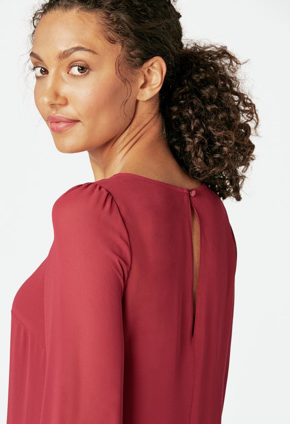 Drop Waist Chiffon Dress In Red Velvet Get Great Deals At Justfab 0147