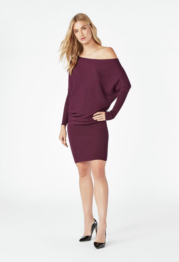 Off Shoulder Sweater Dress in boysenberry - Get great deals at JustFab