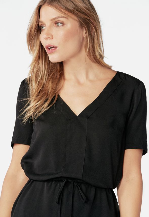 ALine Tie Front Dress in Black Get great deals at JustFab