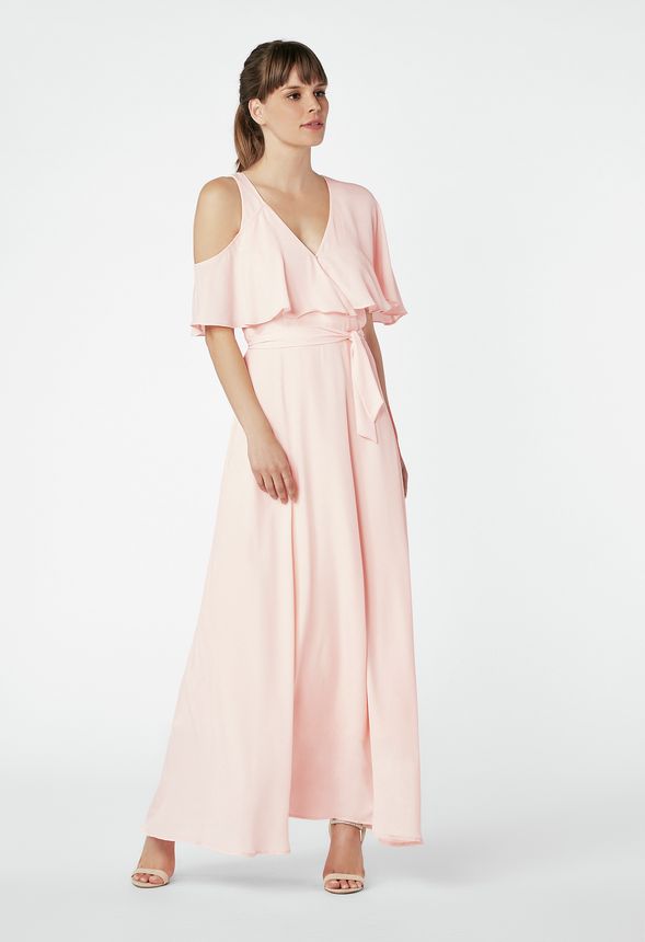 One Shoulder Cutout Maxi Dress in Pink Salt - Get great deals at JustFab