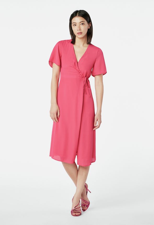 Side Tie Wrap Dress in CABARET - Get great deals at JustFab