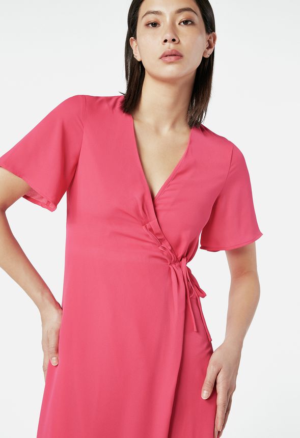 Side Tie Wrap Dress in CABARET - Get great deals at JustFab