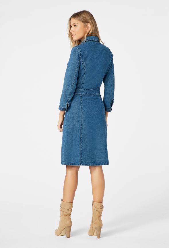 Button Front Denim Dress in Stillwater - Get great deals at JustFab