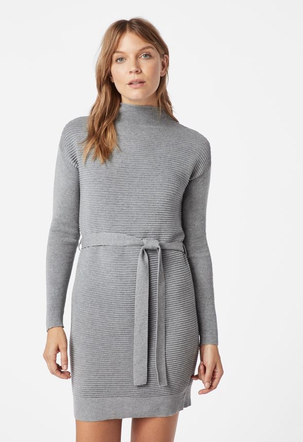 Sweater Rib Knit Dress in Gray - Get great deals at JustFab