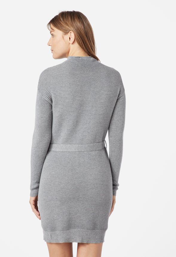 Sweater Rib Knit Dress in Gray - Get great deals at JustFab