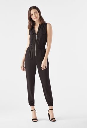 black sleeveless pantsuit