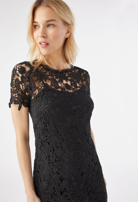 Lace Shift Dress in Black - Get great deals at JustFab