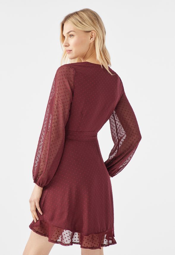 swiss dot wrap dress