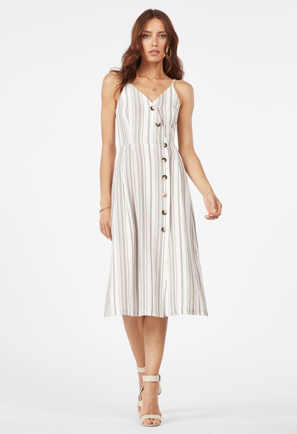 V-Neck Button Down Midi Dress in V-Neck Button Down Midi Dress - Get ...