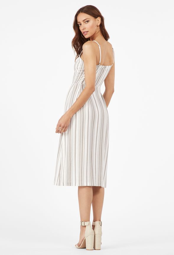 VNeck Button Down Midi Dress in VNeck Button Down Midi Dress Get