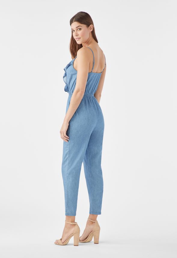 chambray cropped jumpsuit