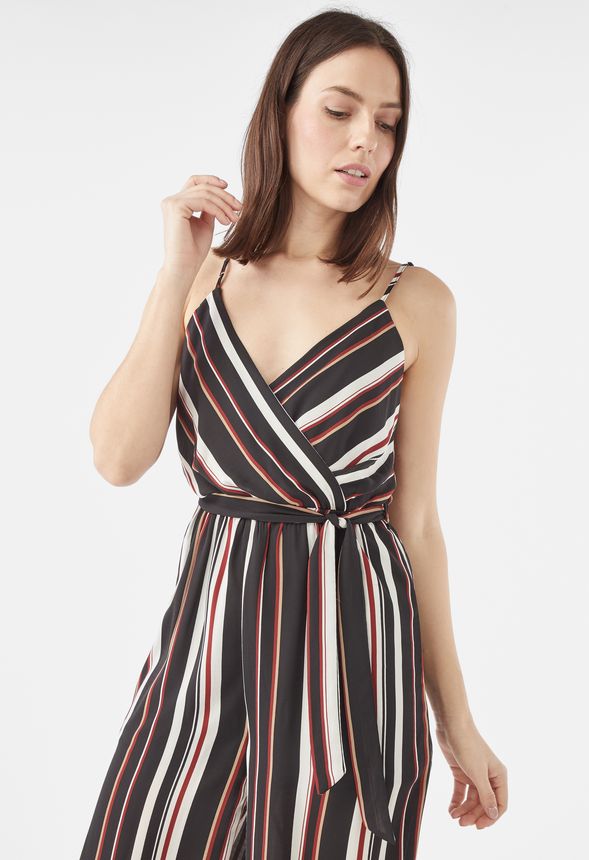Wrap Cami Cropped Jumpsuit in Black Multi Get great deals at JustFab