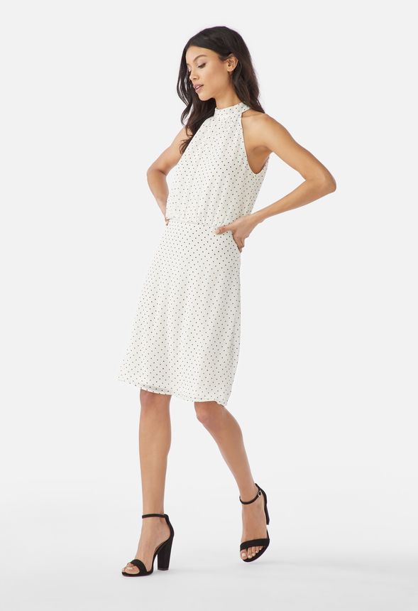 Halter Mock Neck Dress in WHITE MULTI - Get great deals at JustFab