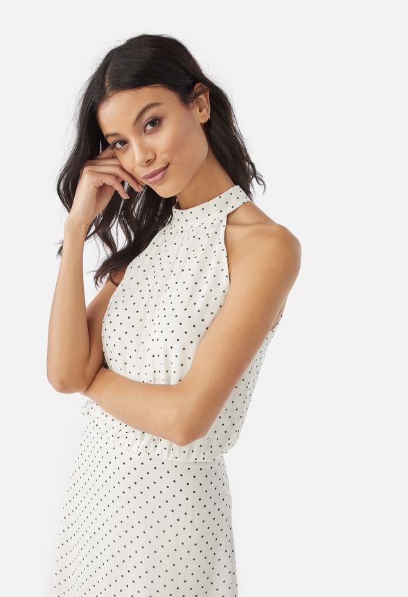 Halter Mock Neck Dress in WHITE MULTI - Get great deals at JustFab