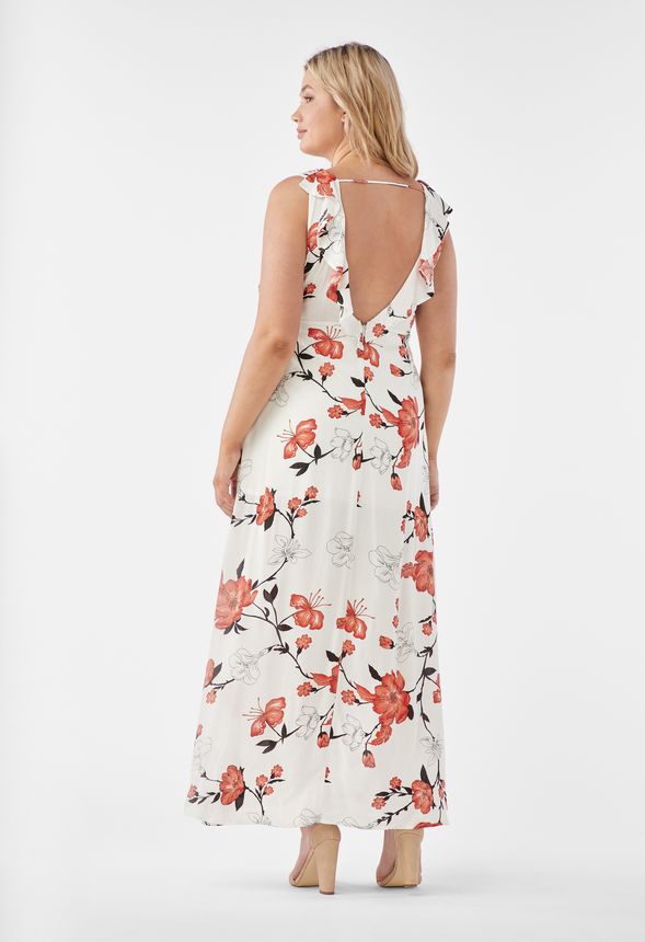 Wrap Front Maxi Dress in WHITE MULTI - Get great deals at JustFab